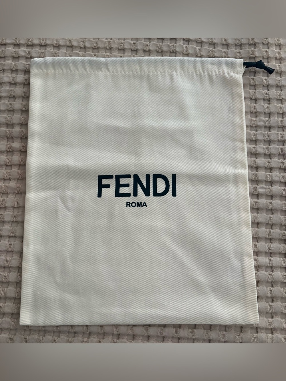 Fendi Drawstring Logo Pouch with Black Branding